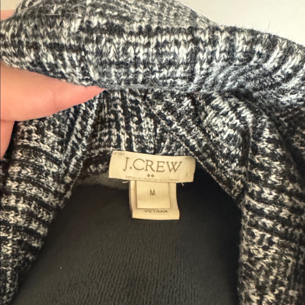 J. Crew Black and White Knit Cowl neck Sweater Women’s M - Picture 4 of 6